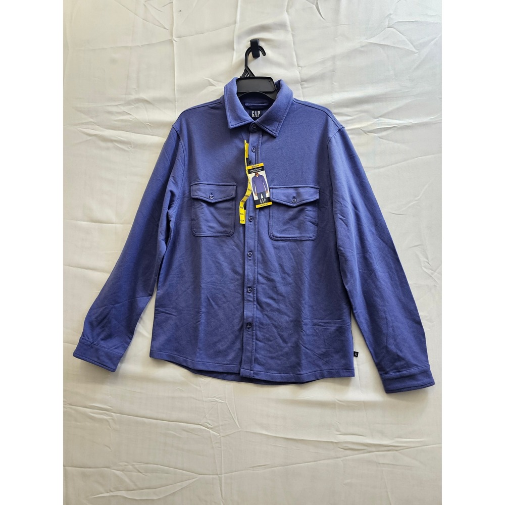 GAP Mens Long Sleeve Knit Button Down Shirt Blue Medium NWT 336